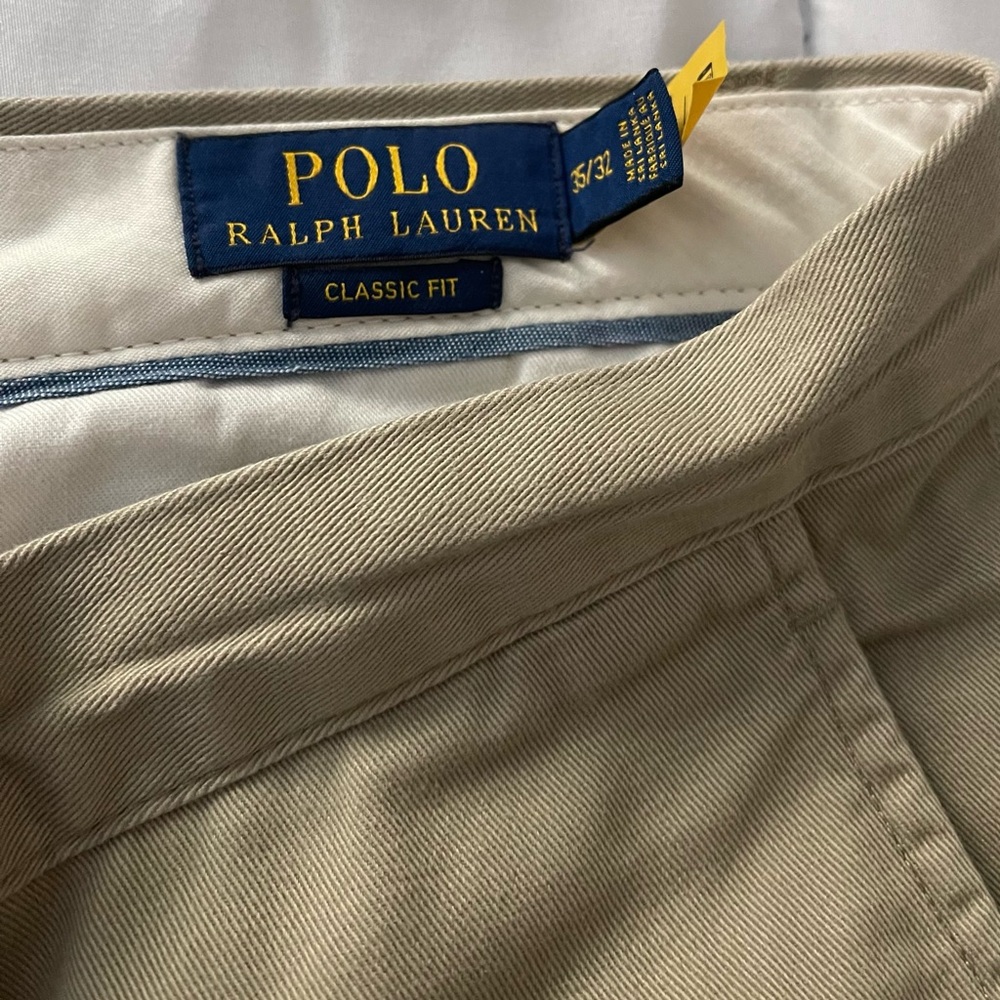 Ralph Lauren Polo Khaki Bedford Chinos Size 35/32 Pony Logo Preppy Pants Cotton - Picture 3 of 5